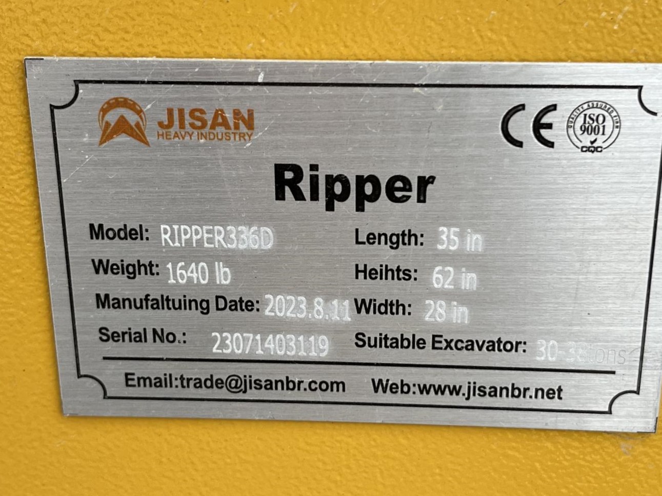 RIPPER PARA EXCAVADORA JISAN RIPPER336D